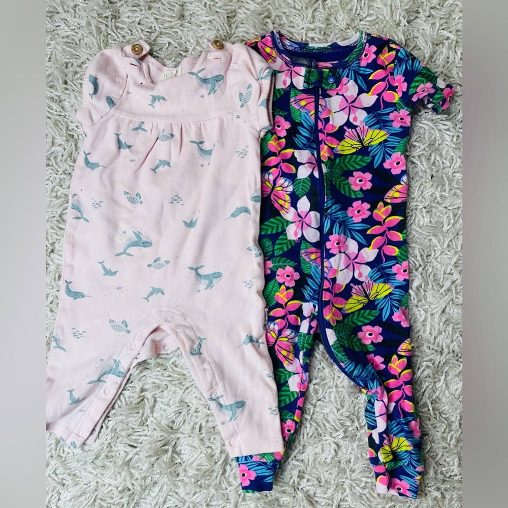 Pair of Colorful Baby Jumpsiuts 6-9M Rabbit Bear & Children's Place Rompers